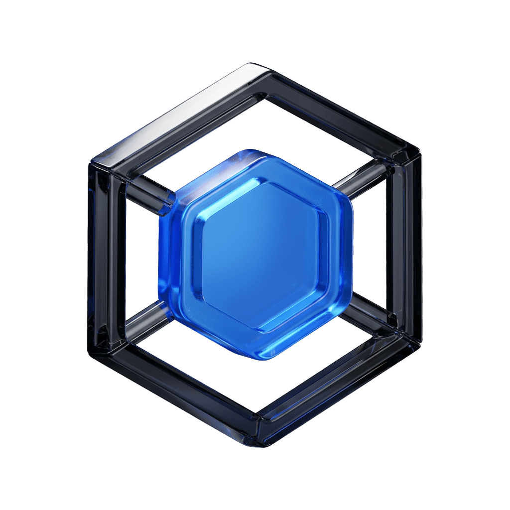 3D glass hexagonal prism