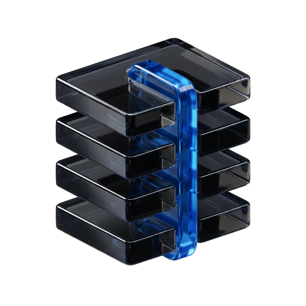 Stack of 3D glass slates layered together